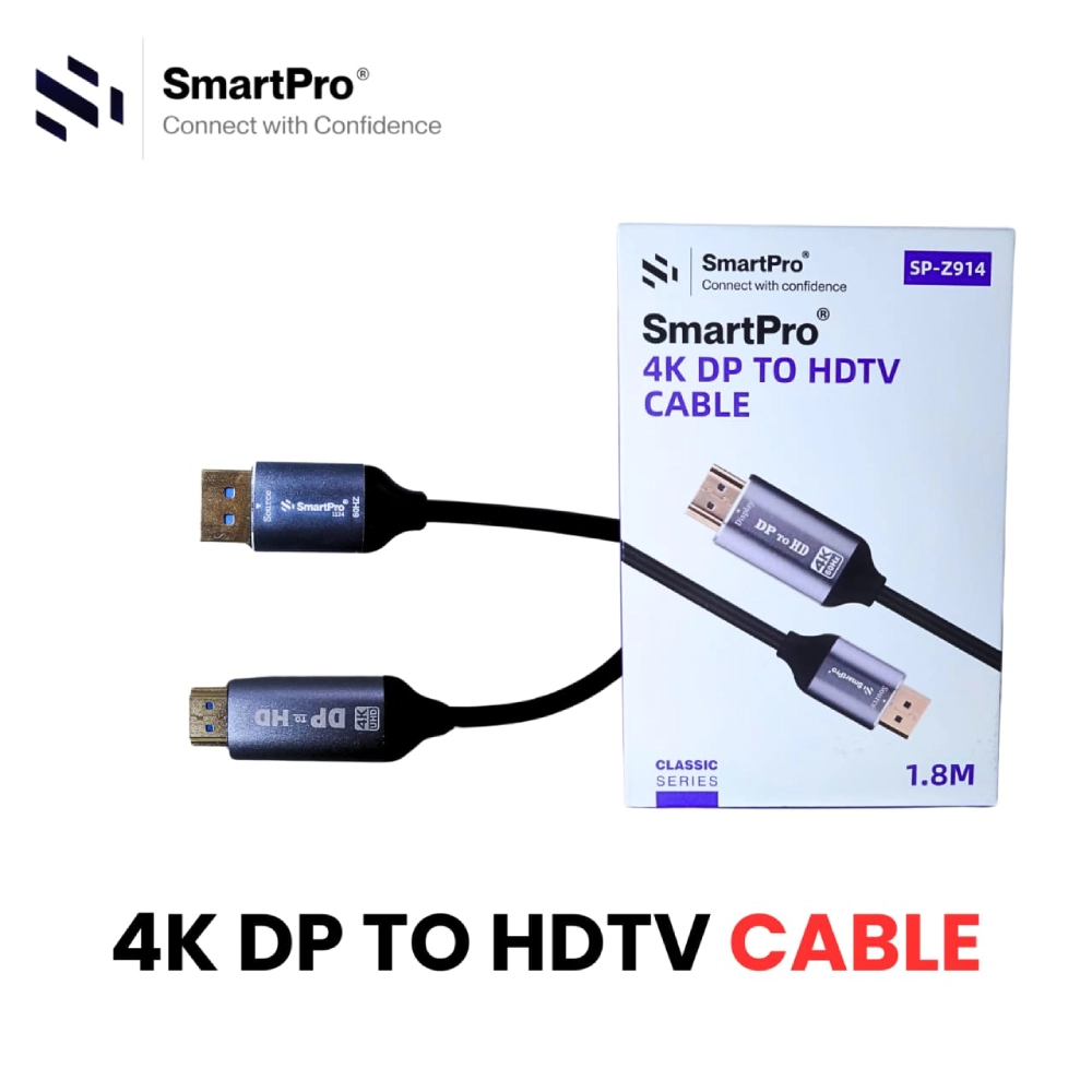 Smart-Pro 4K Display Port To HDMI Cable 60Hz 1.8m (SP-Z914) view 2